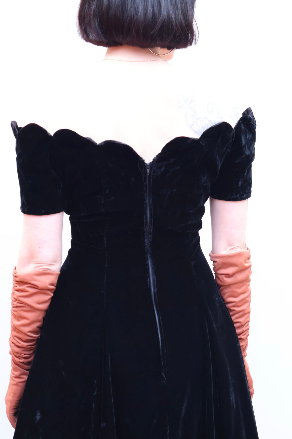 Vintage Scalloped Velvet Dress