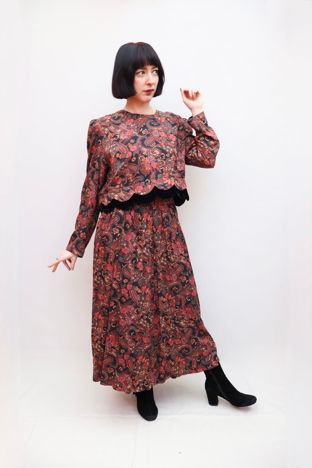 Vintage 80s Paisley Dress