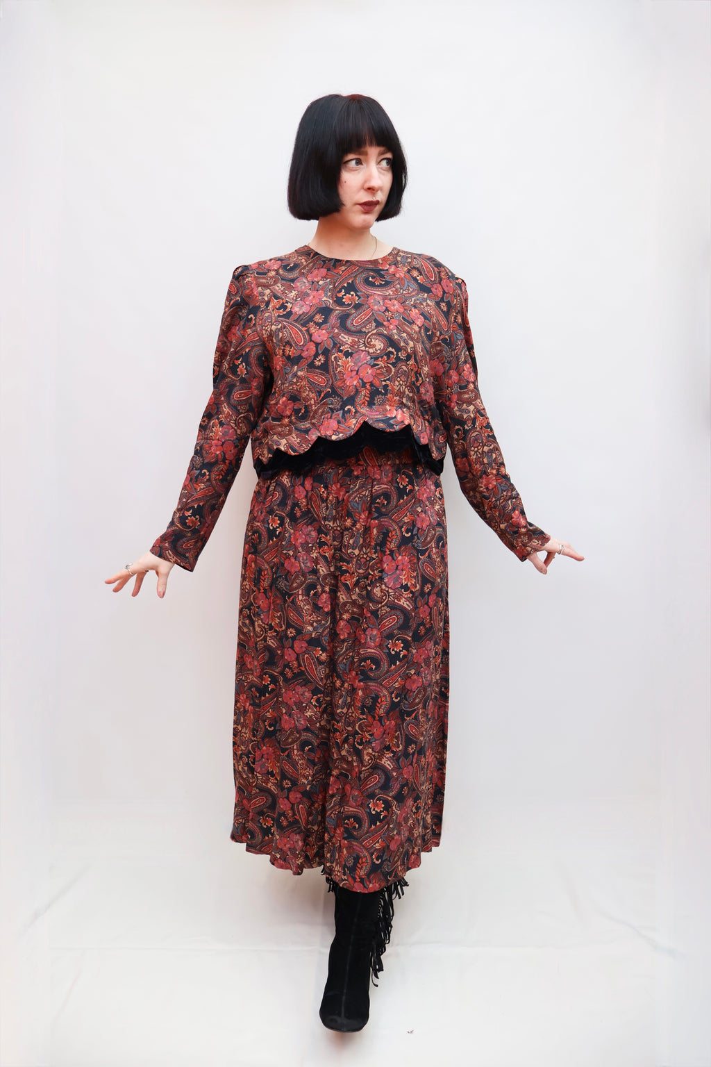 Vintage 80s Paisley Dress