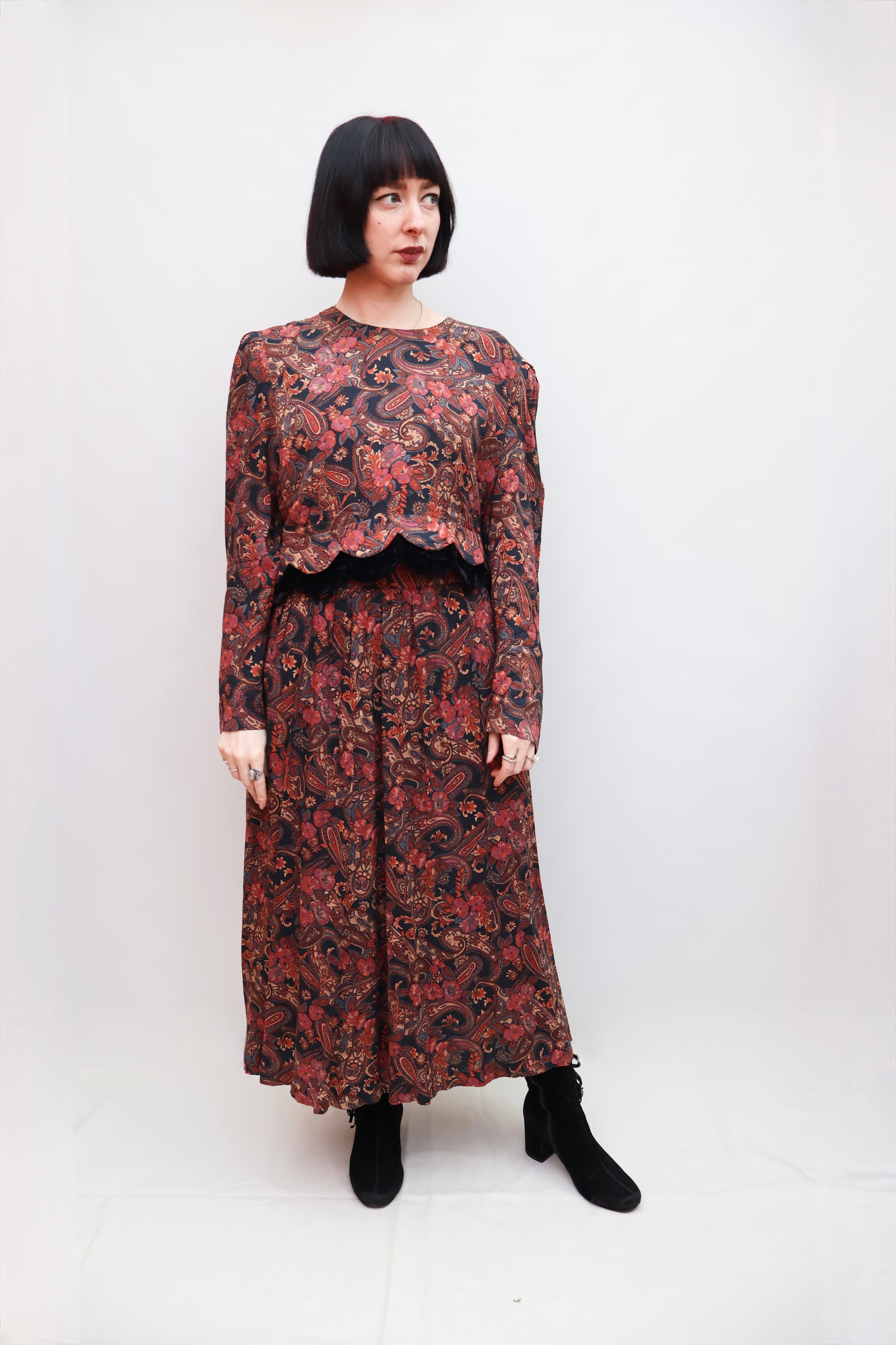 Vintage 80s Paisley Dress