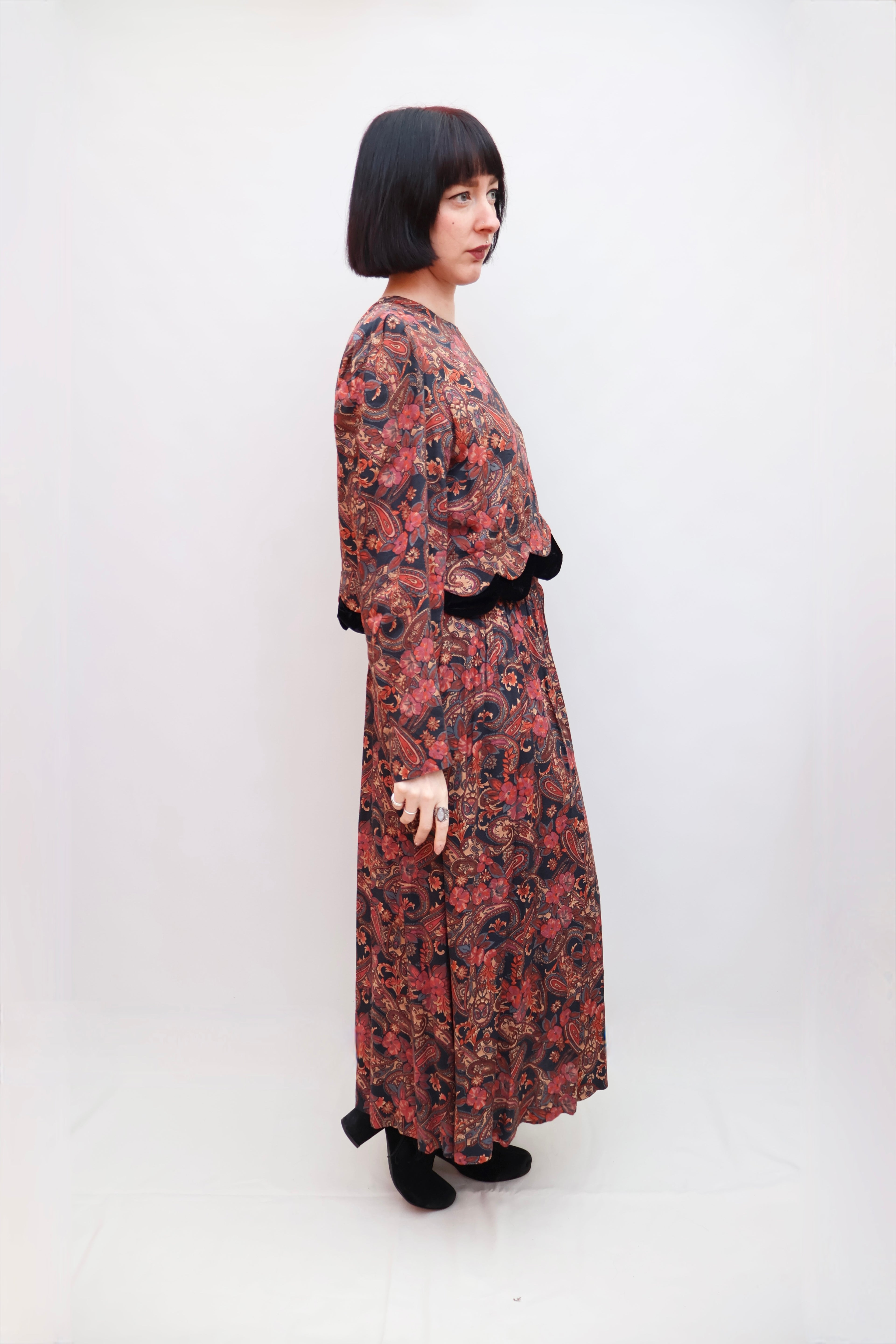 Vintage 80s Paisley Dress