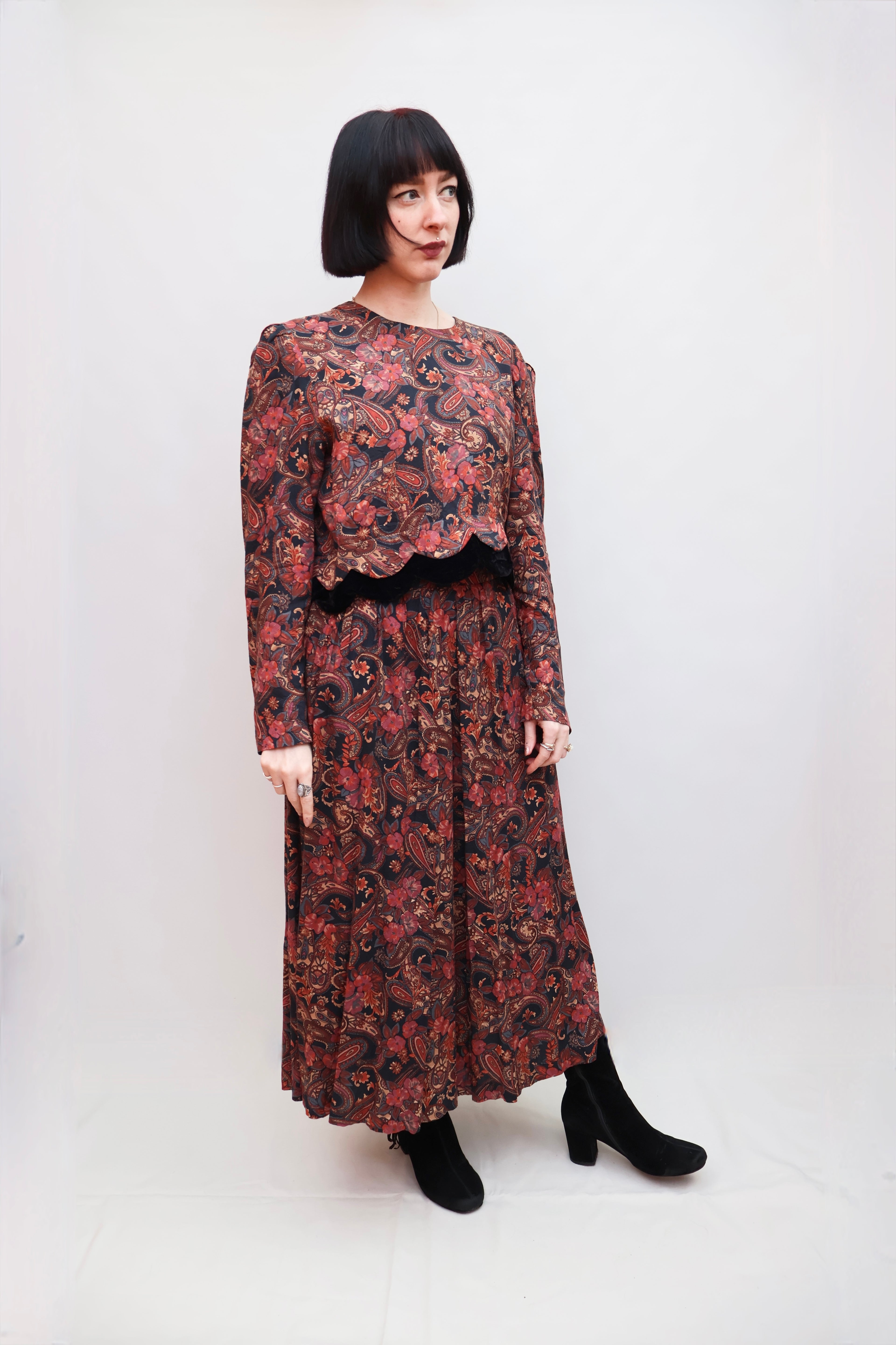 Vintage 80s Paisley Dress