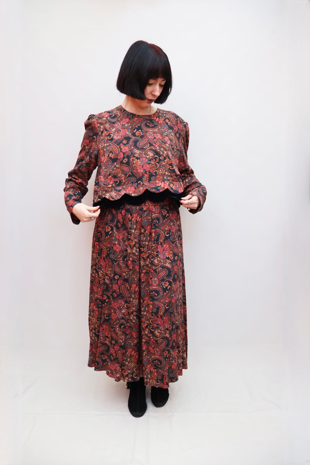 Vintage 80s Paisley Dress