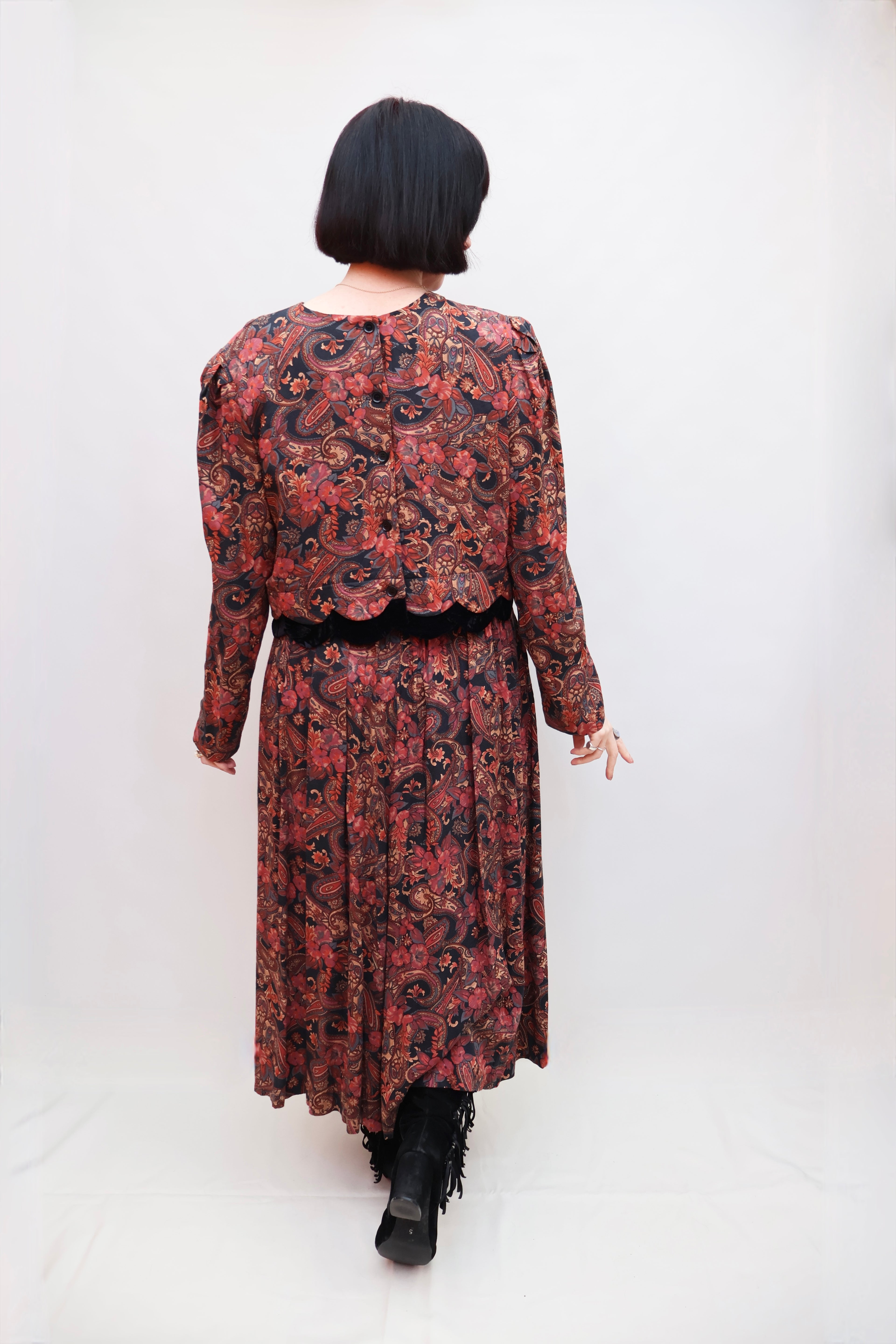 Vintage 80s Paisley Dress