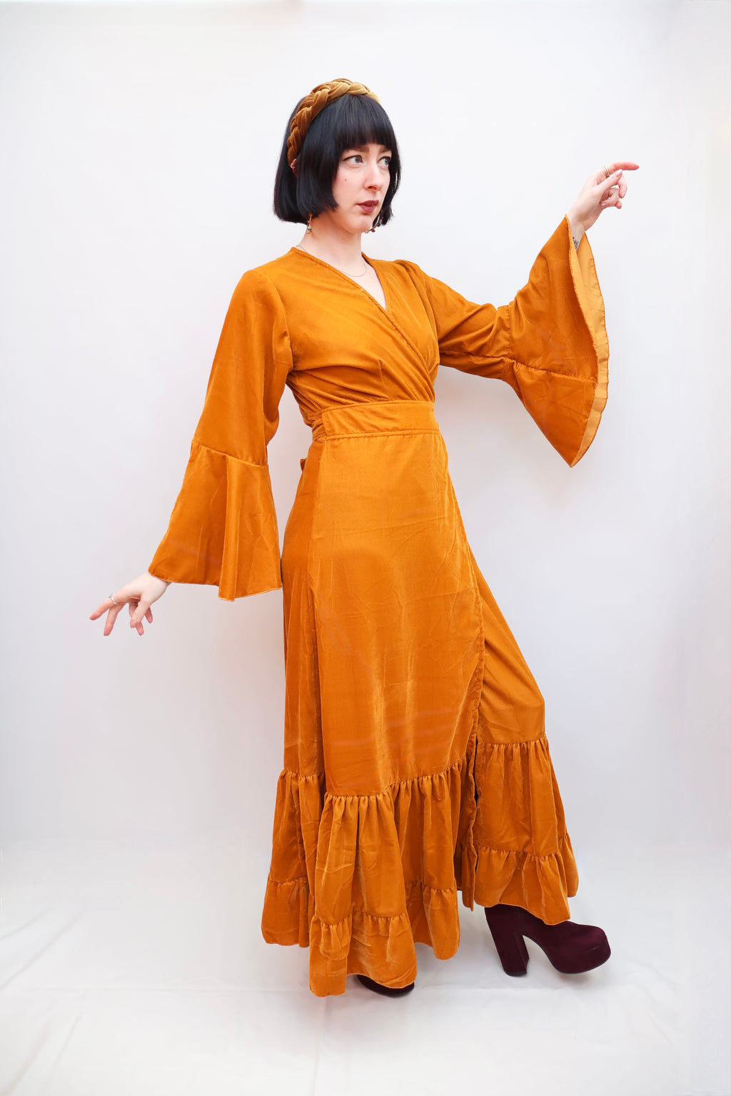 'Astrid' Velvet Wrap Dress