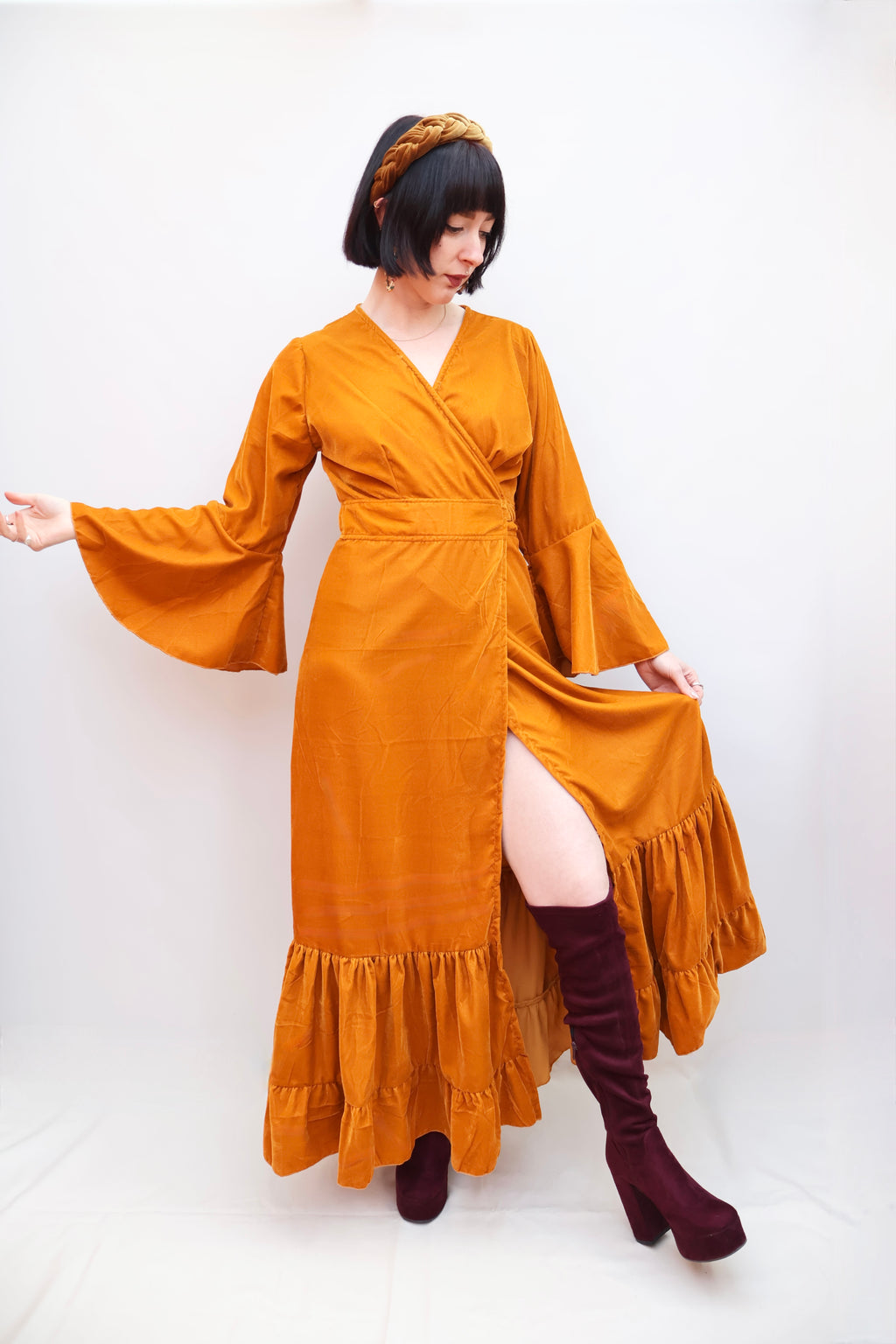'Astrid' Velvet Wrap Dress
