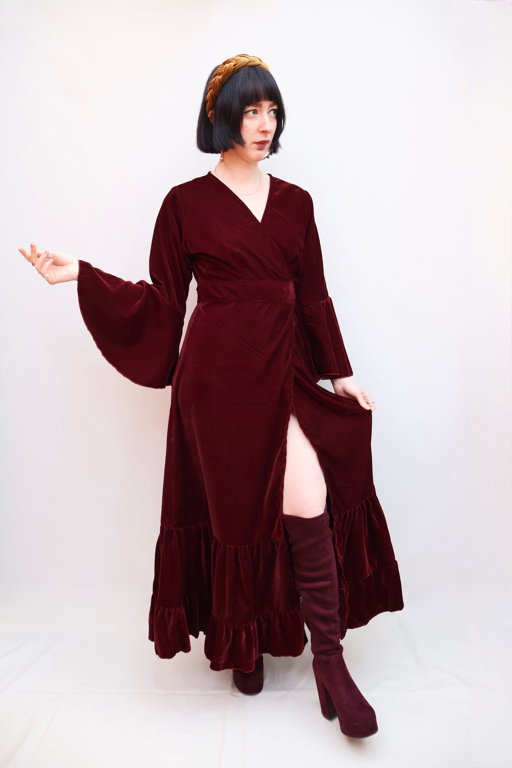 'Astrid' Velvet Wrap Dress