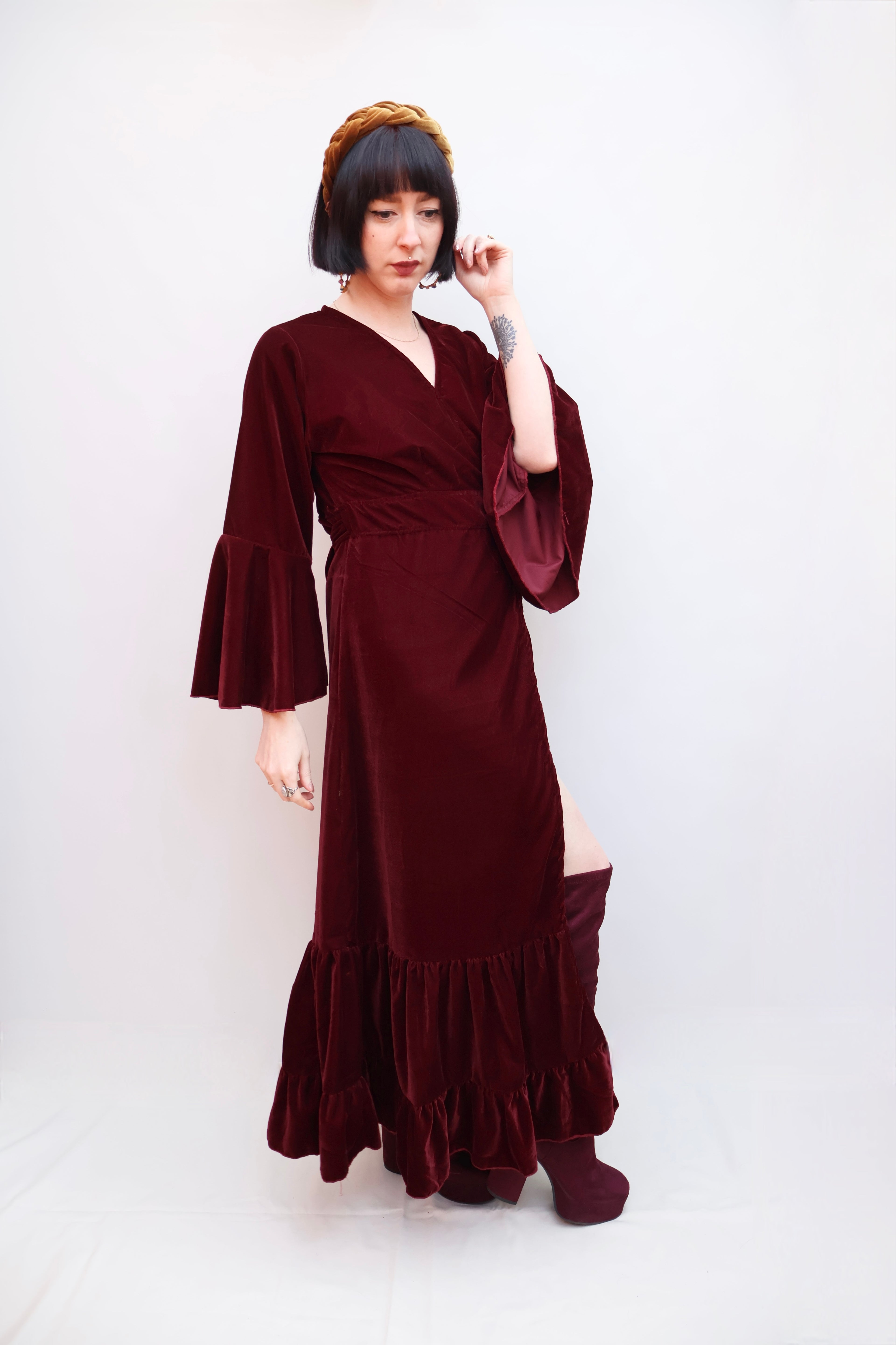 'Astrid' Velvet Wrap Dress