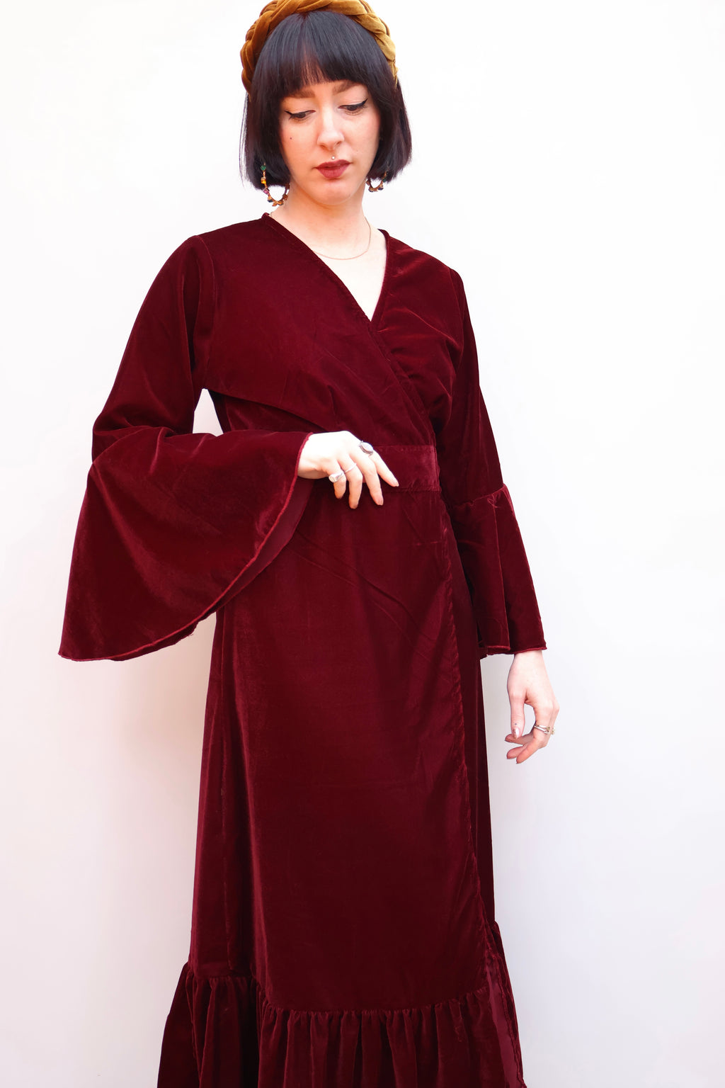 'Astrid' Velvet Wrap Dress