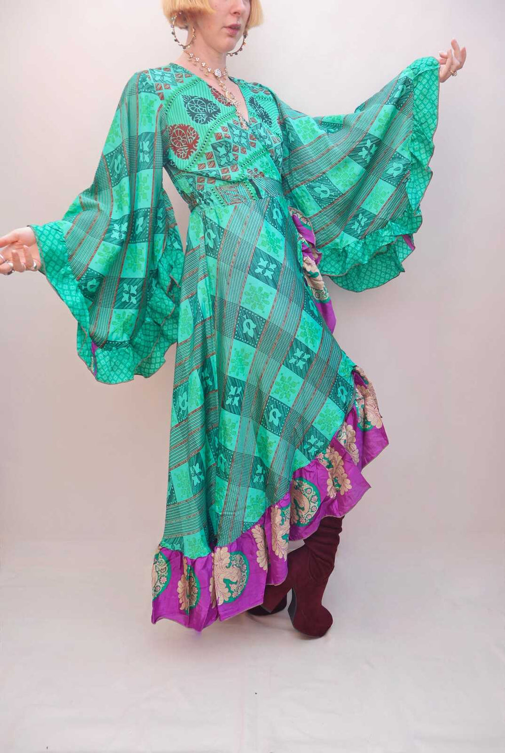 Upcycled Sari Wrap Dress