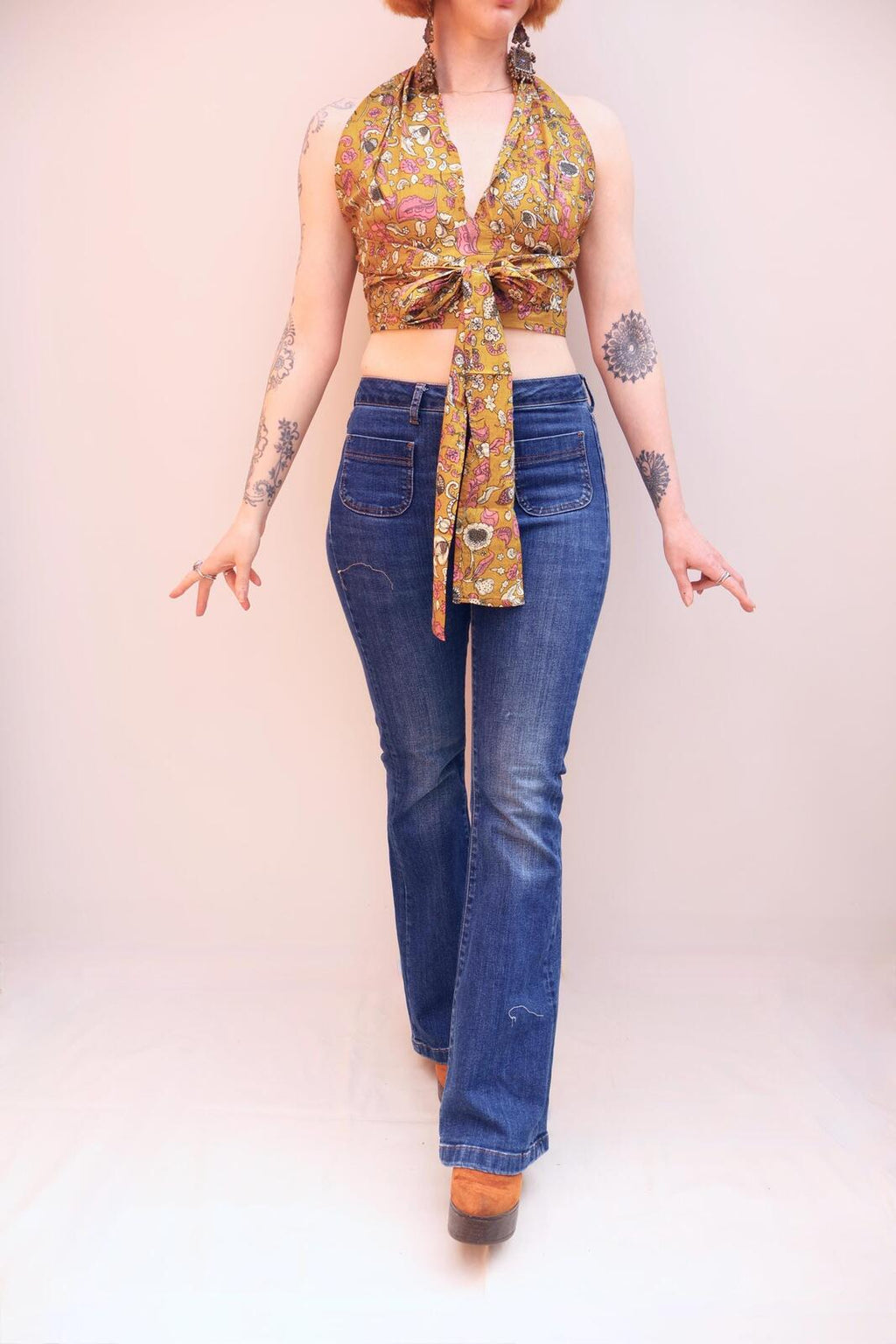 Block Printed Cotton Multiway Crop Top