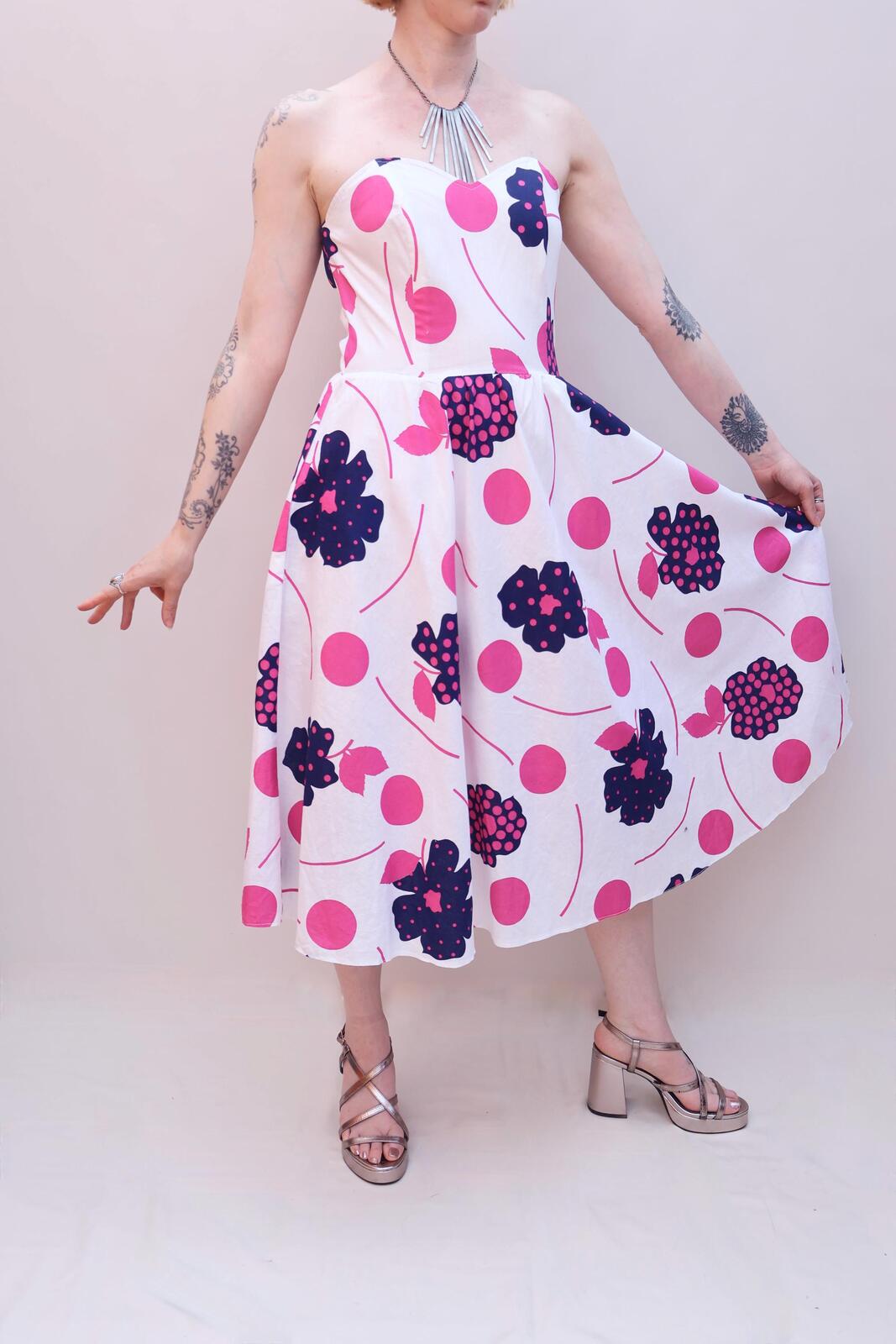 Vintage 80s Boned Cotton Dress