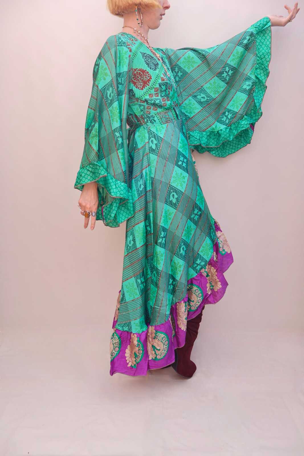 Upcycled Sari Wrap Dress