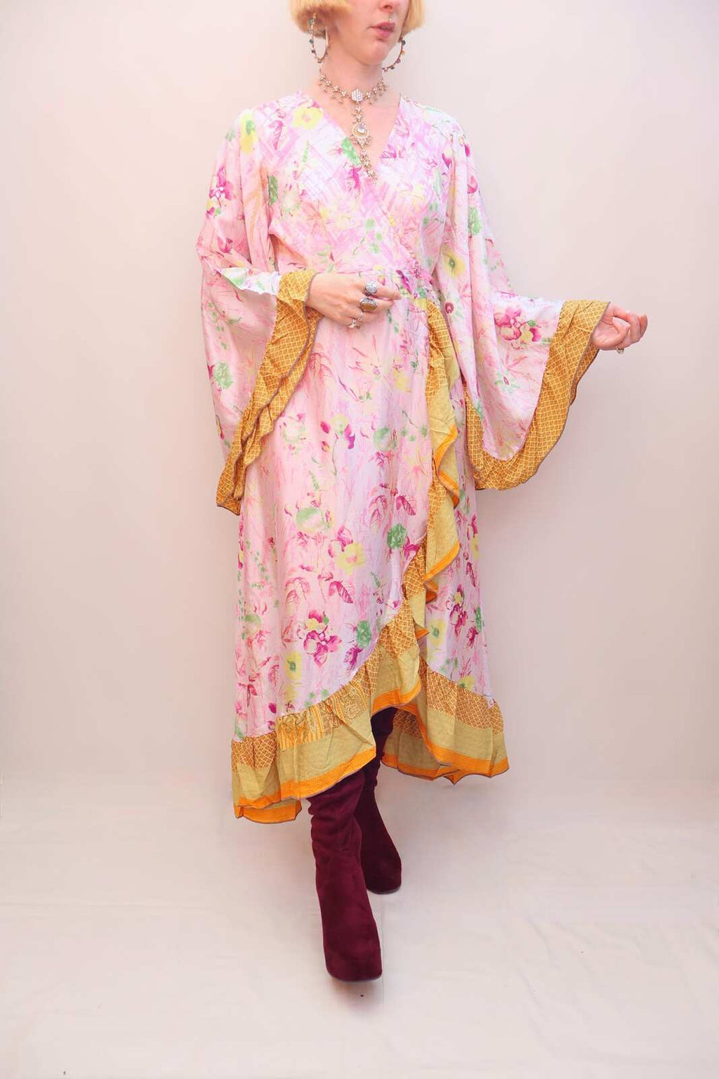 Upcycled Sari Wrap Dress