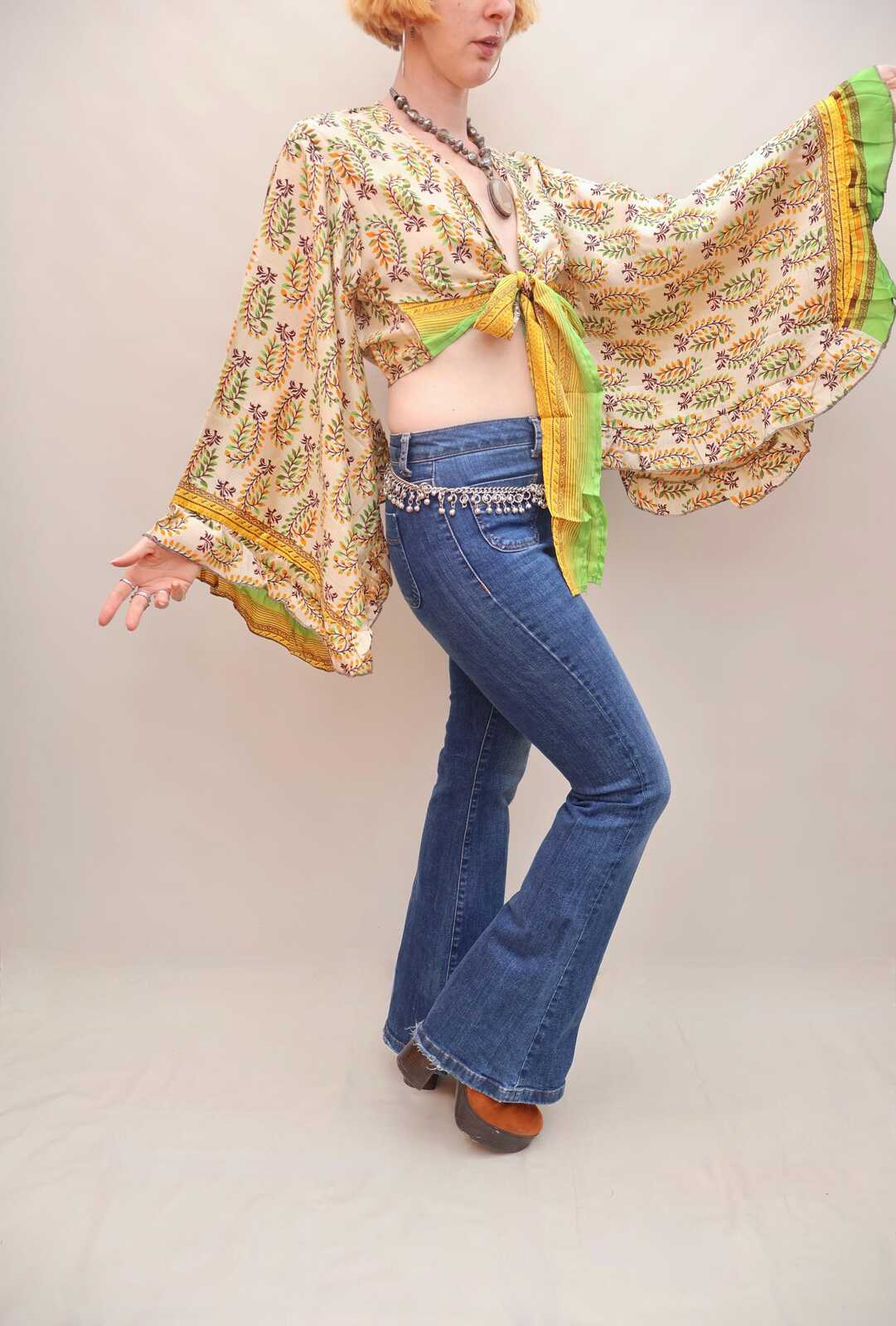 Upcycled Sari Silk Blouse