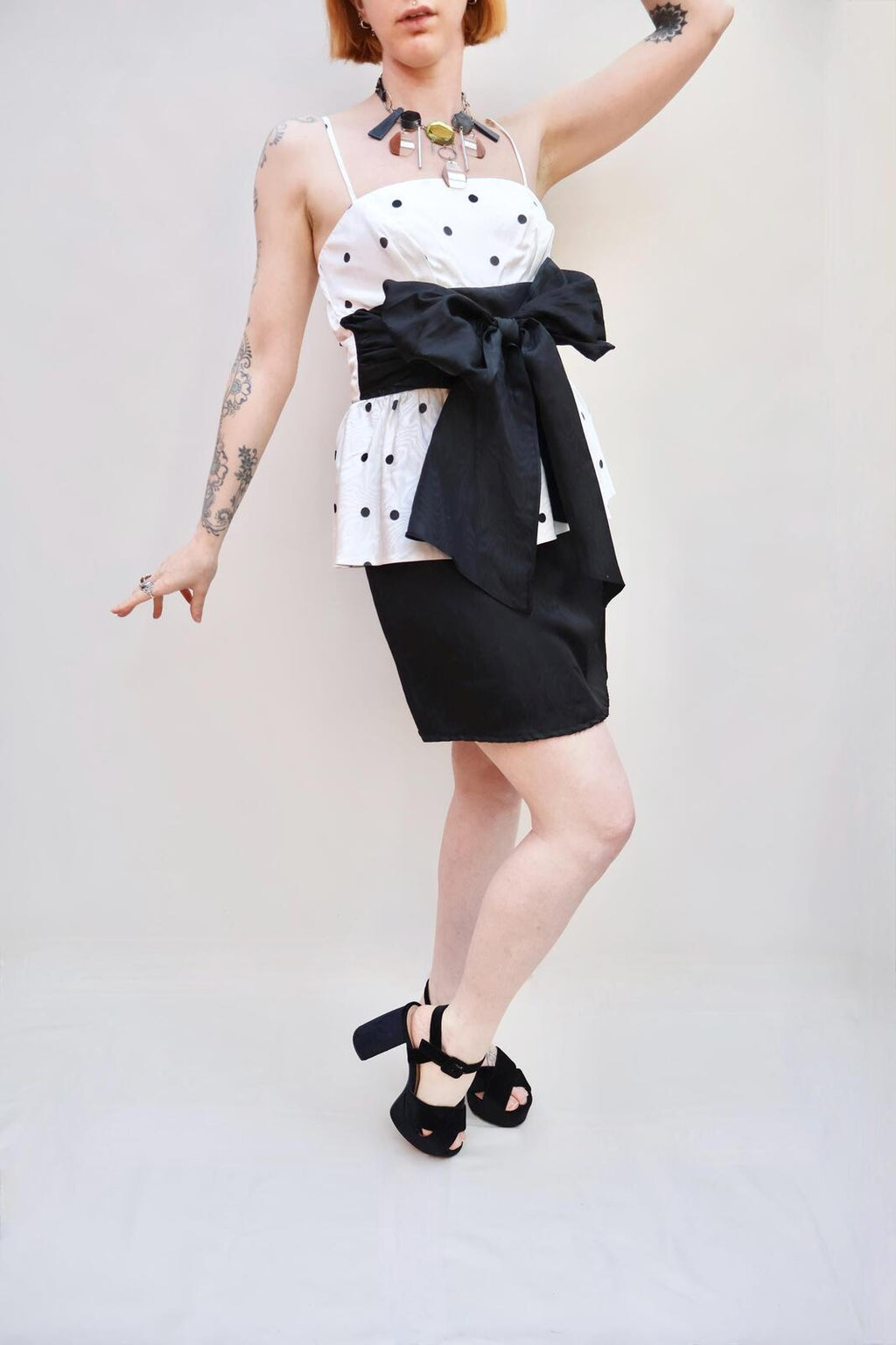 Vintage Polka Dot Peplum Dress