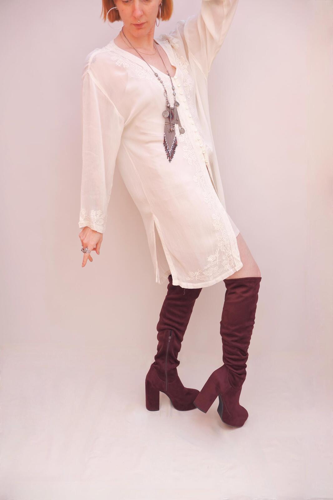 Vintage Embroidered Long Blouse