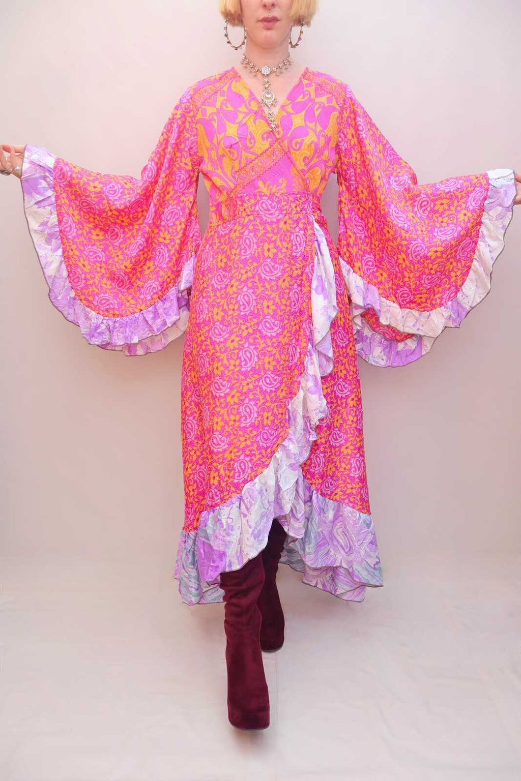 Upcycled Sari Wrap Dress
