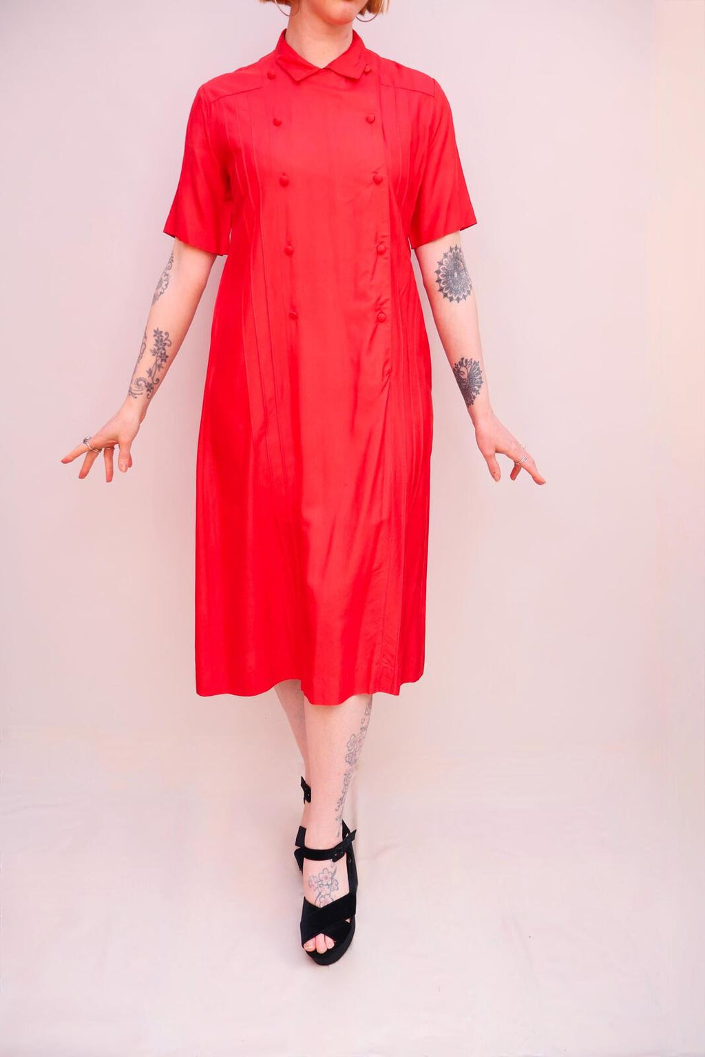 Vintage 60s Silk Red Dress