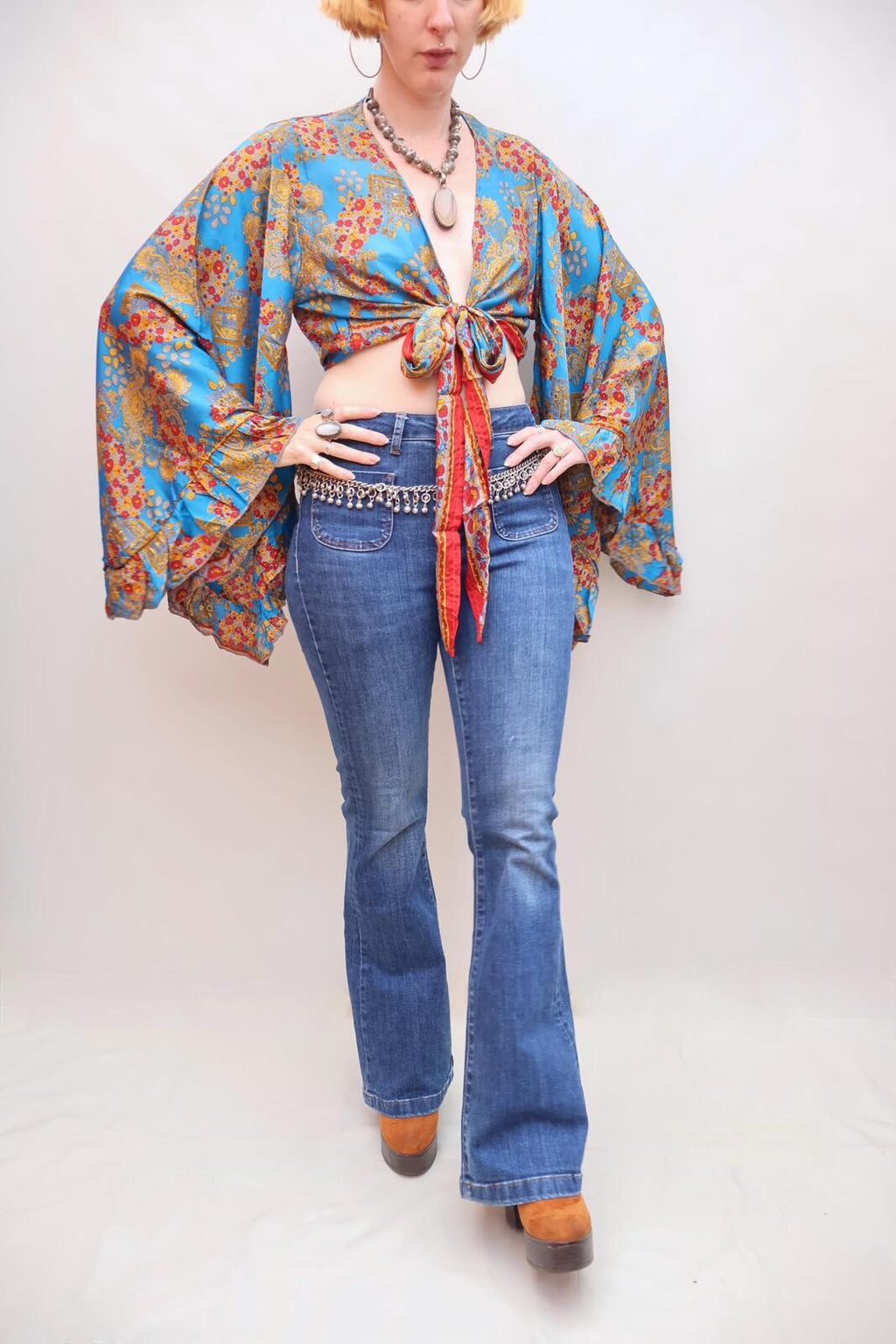 Upcycled Sari Silk Blouse