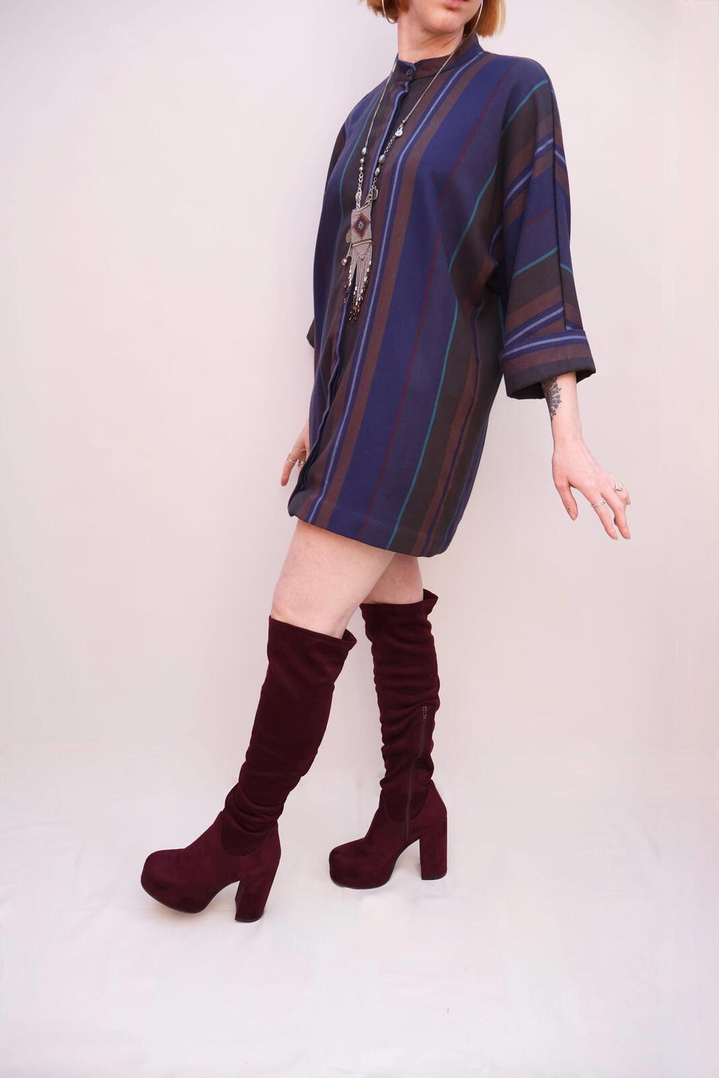 Vintage Striped Shirt Dress