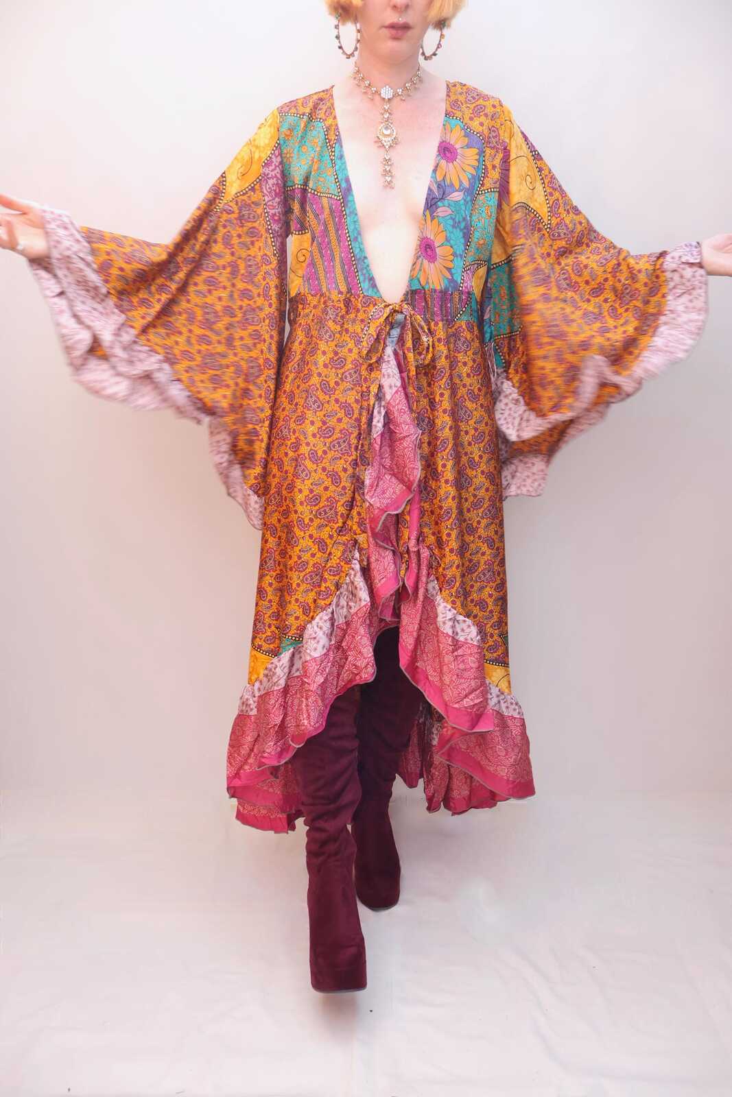 Upcycled Sari Wrap Dress