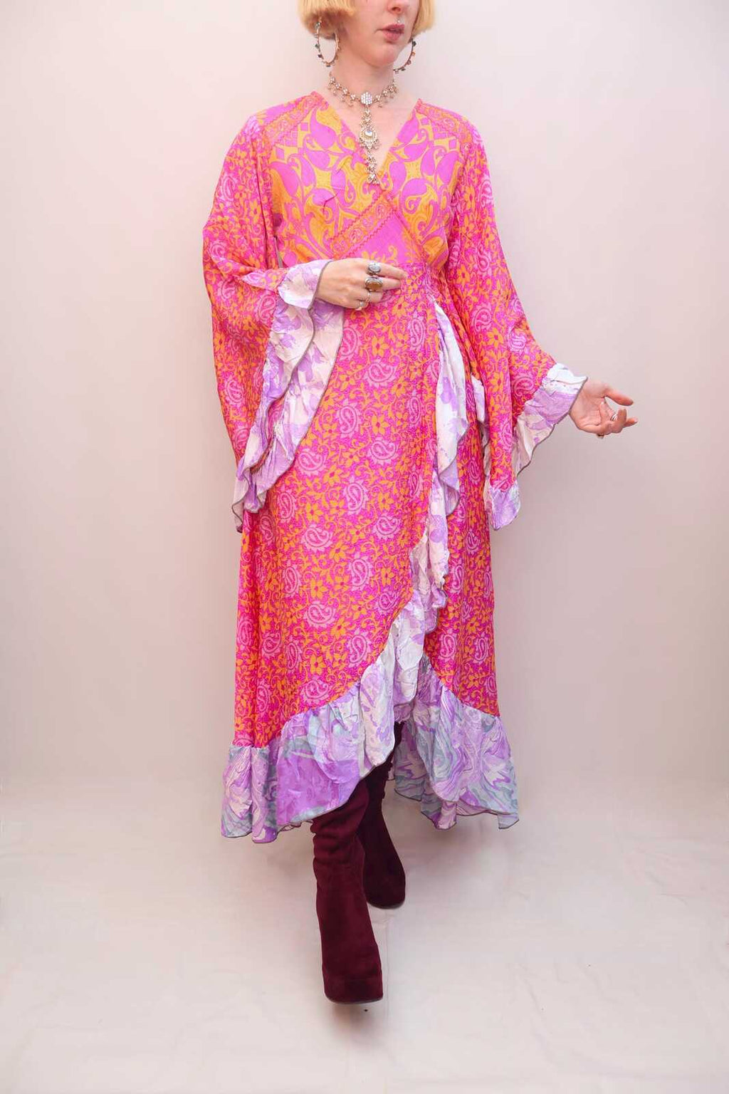 Upcycled Sari Wrap Dress