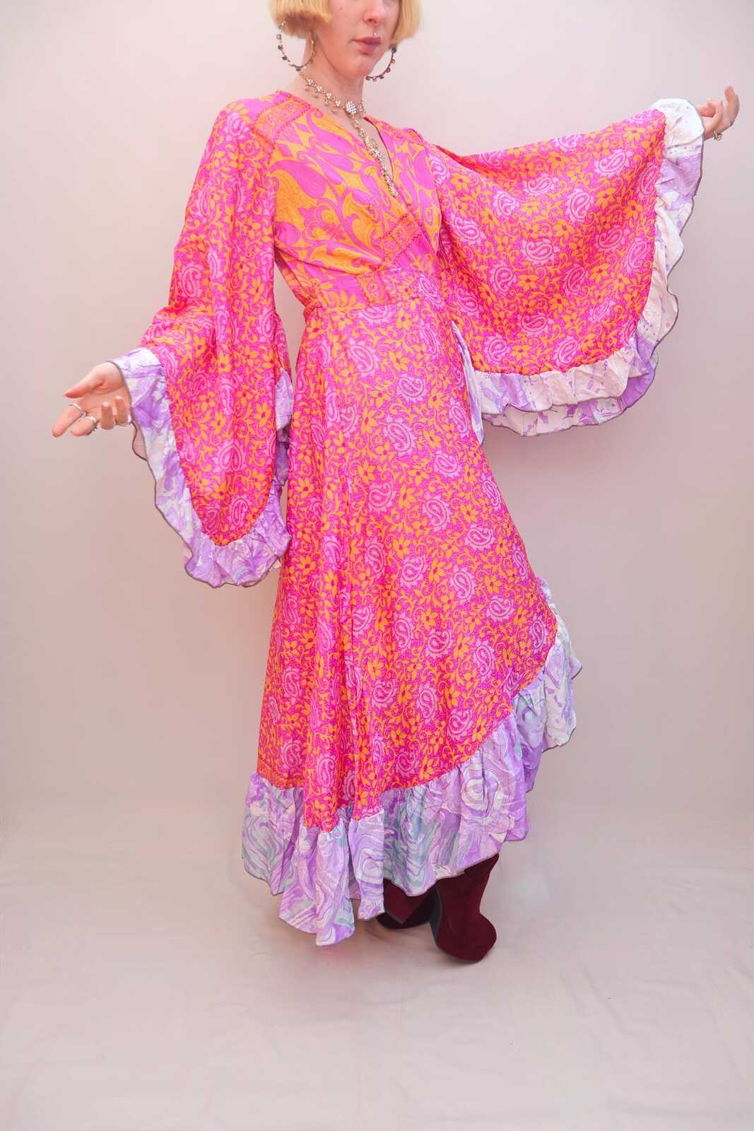 Upcycled Sari Wrap Dress
