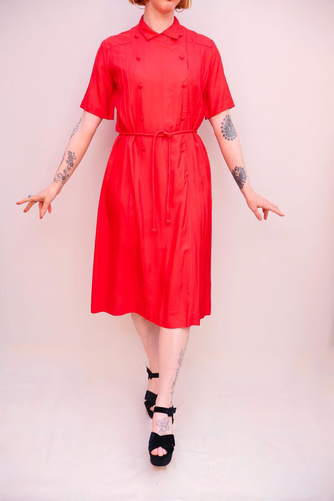 Vintage 60s Silk Red Dress