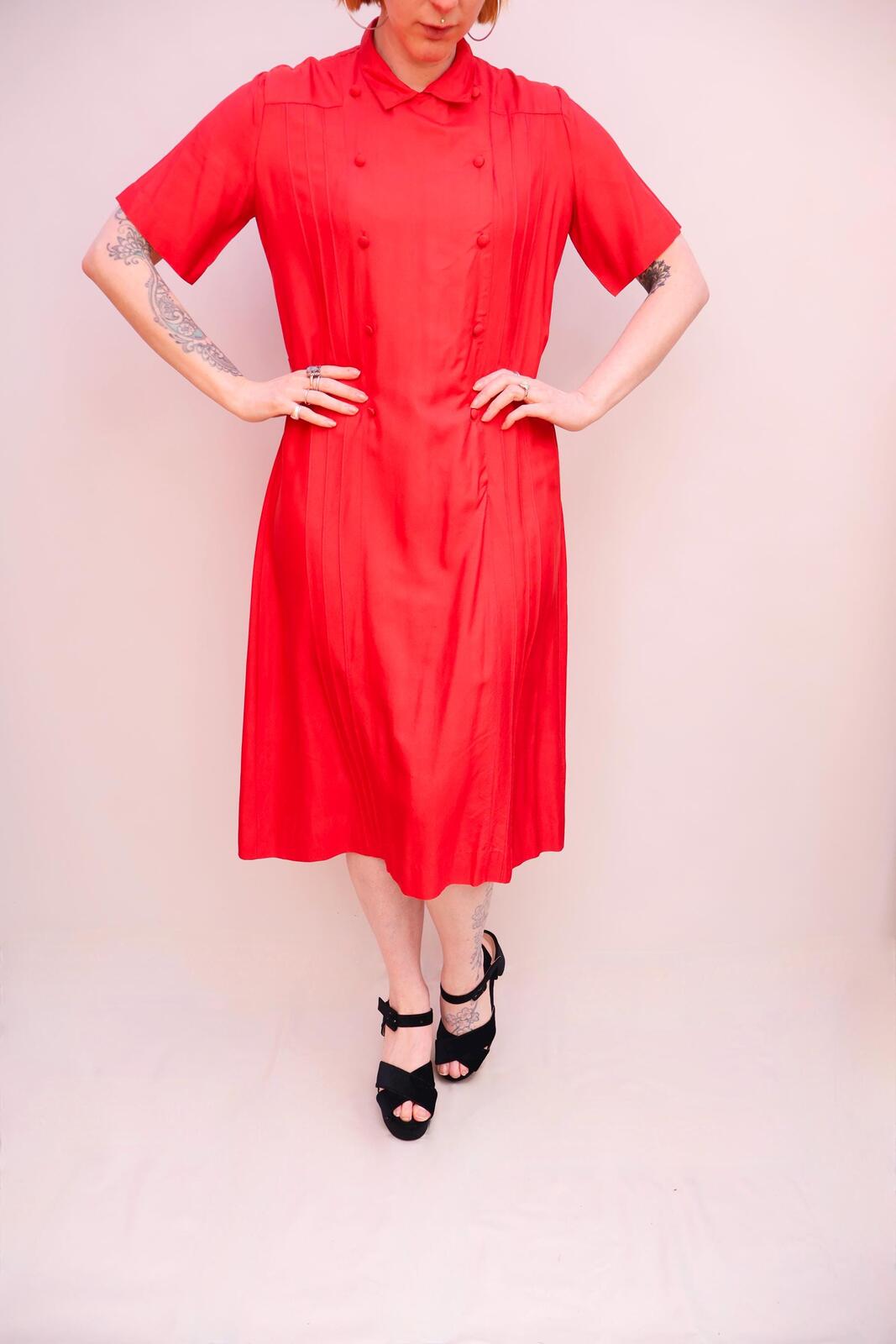 Vintage 60s Silk Red Dress