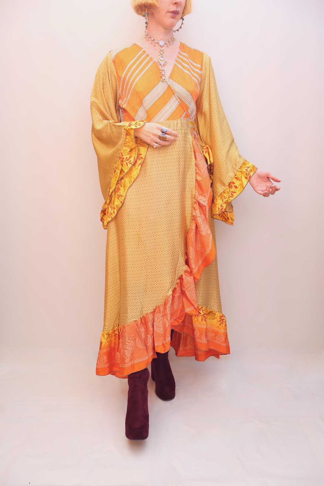 Upcycled Sari Wrap Dress