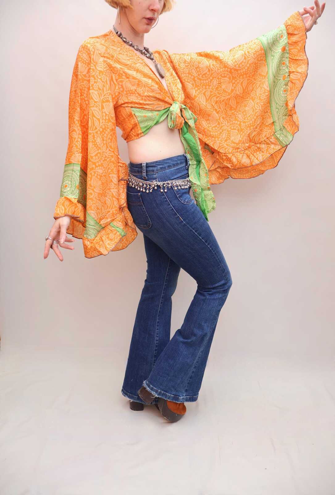 Upcycled Sari Silk Blouse