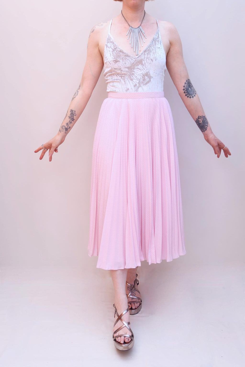 Vintage 80s Pink Polka Dot Skirt