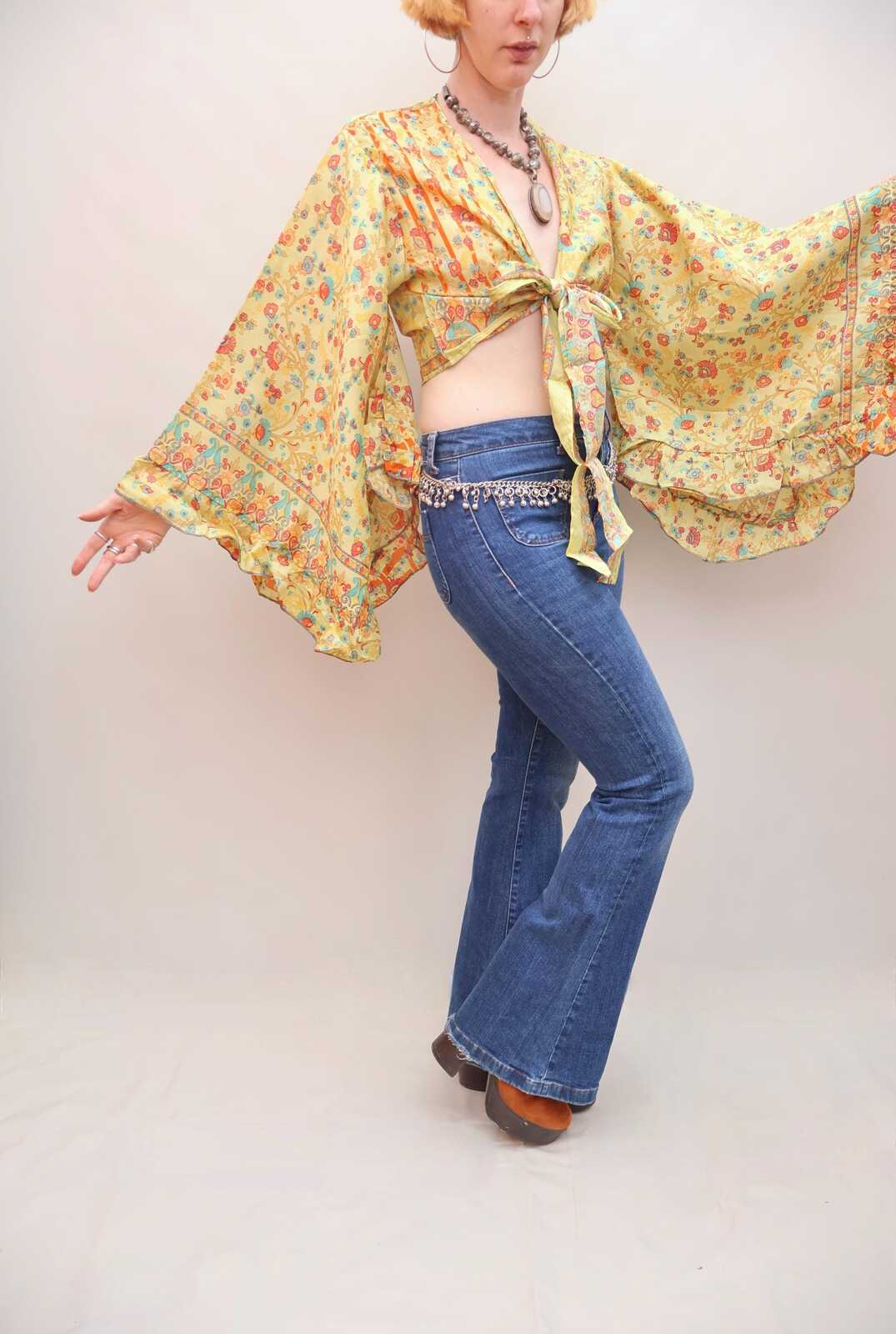 Upcycled Sari Silk Blouse