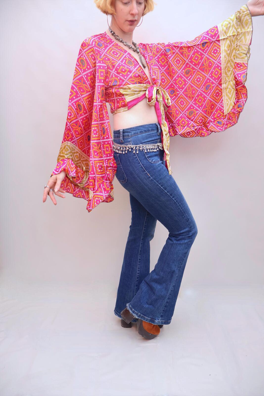 Upcycled Sari Silk Blouse