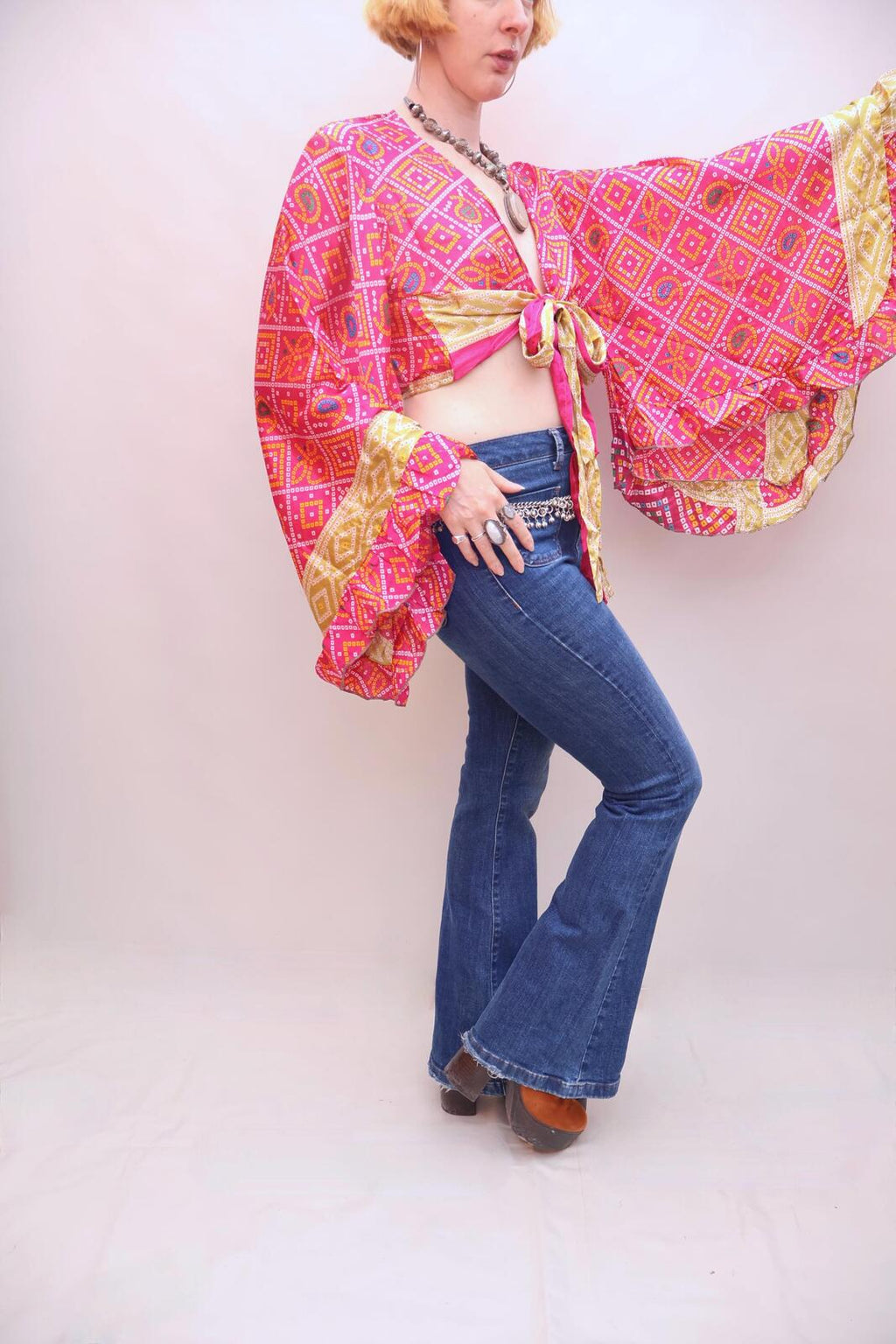 Upcycled Sari Silk Blouse