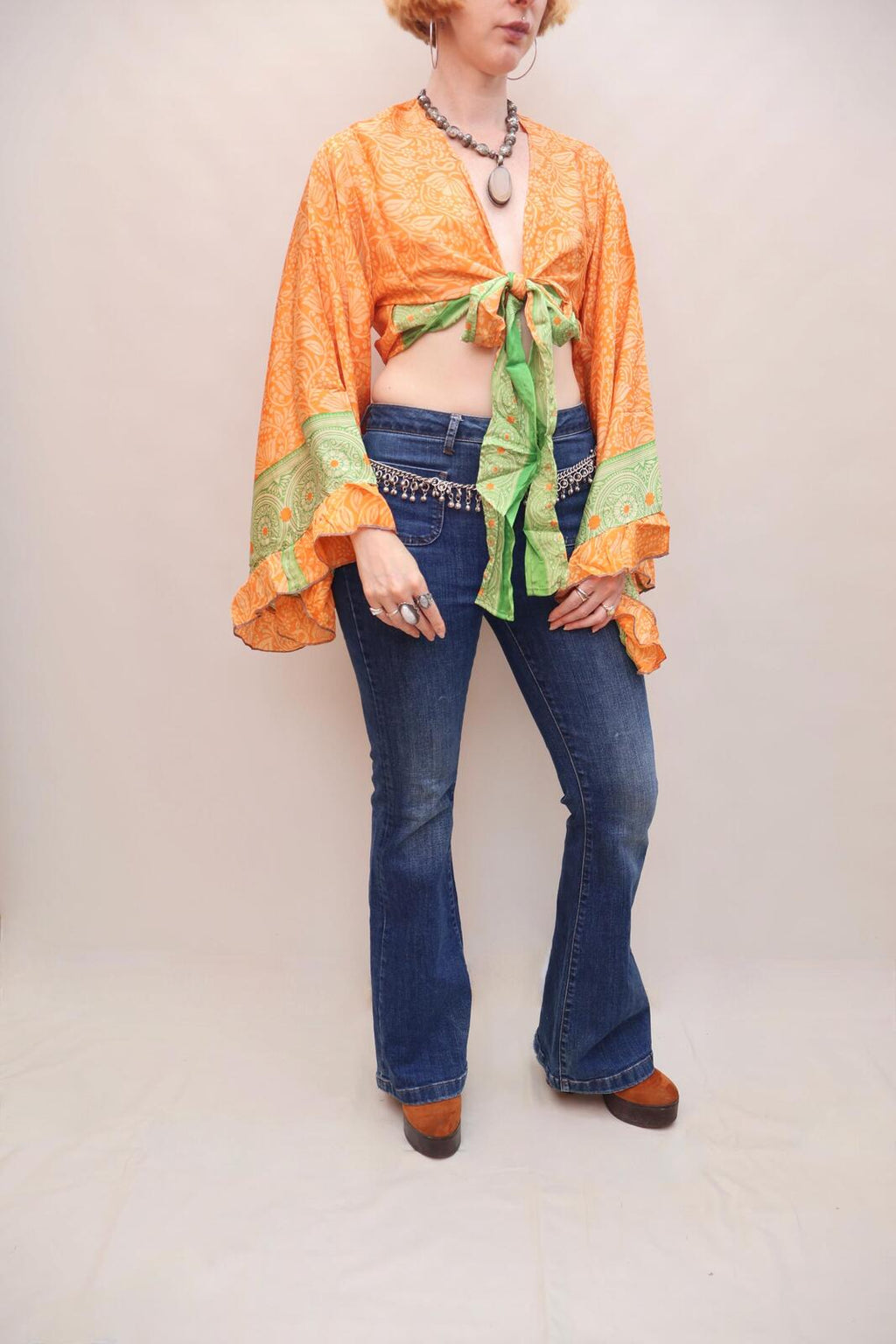 Upcycled Sari Silk Blouse