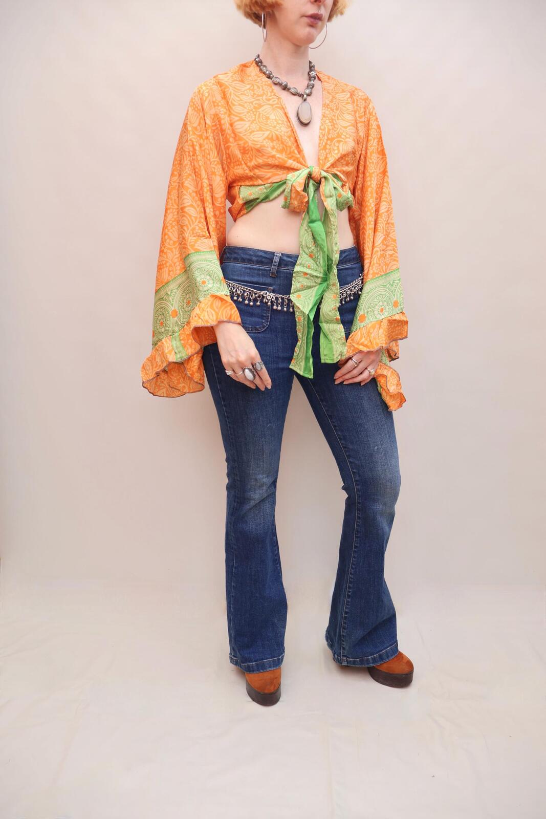 Upcycled Sari Silk Blouse
