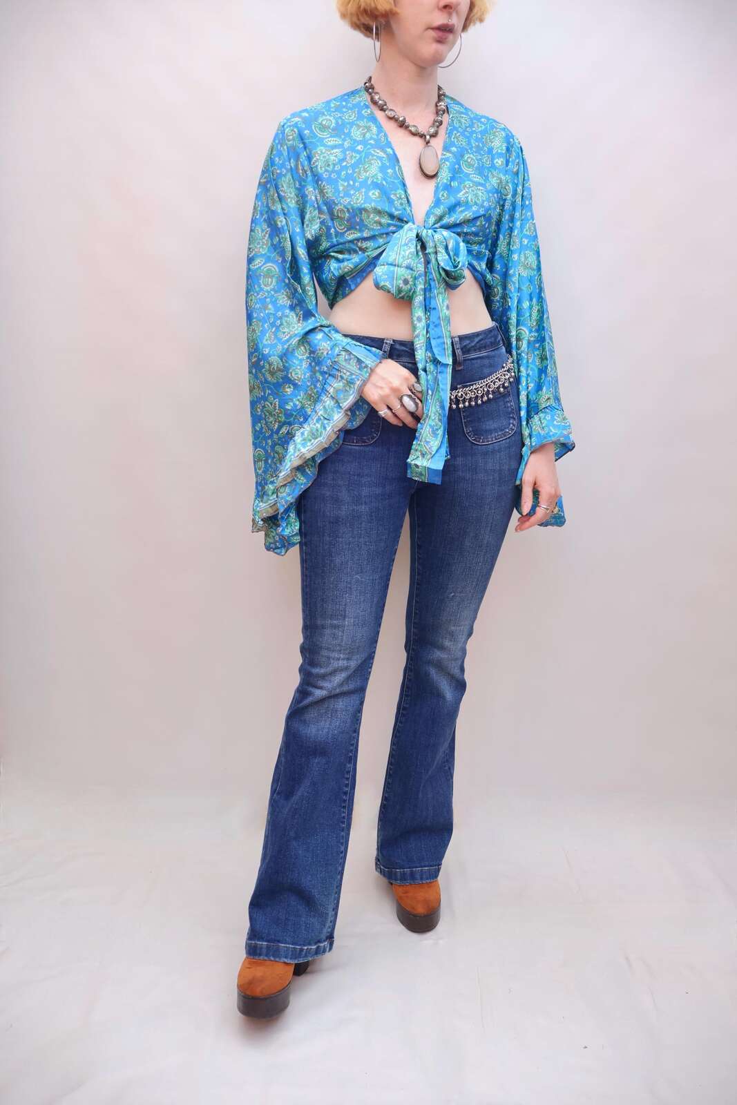 Upcycled Sari Silk Blouse