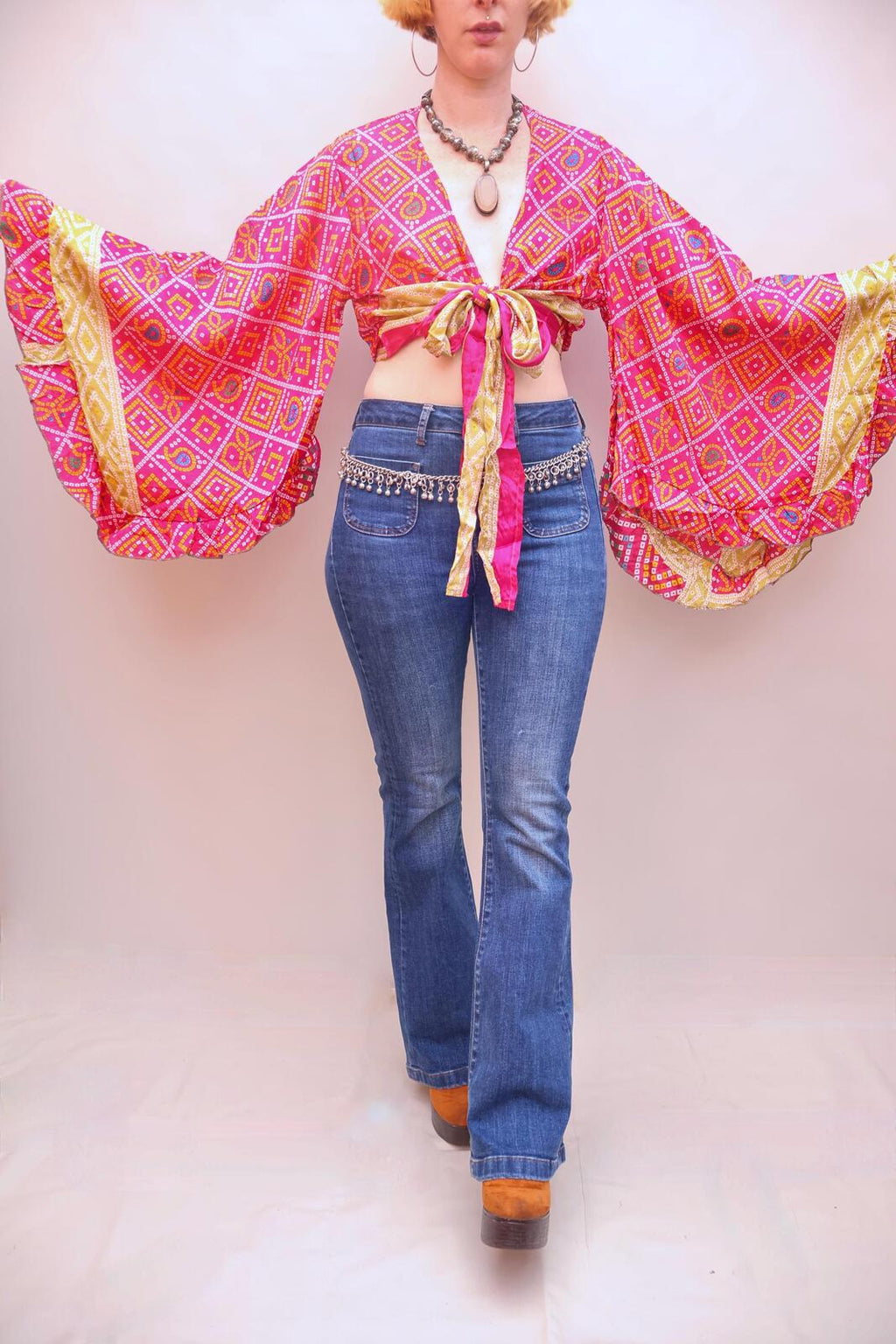 Upcycled Sari Silk Blouse