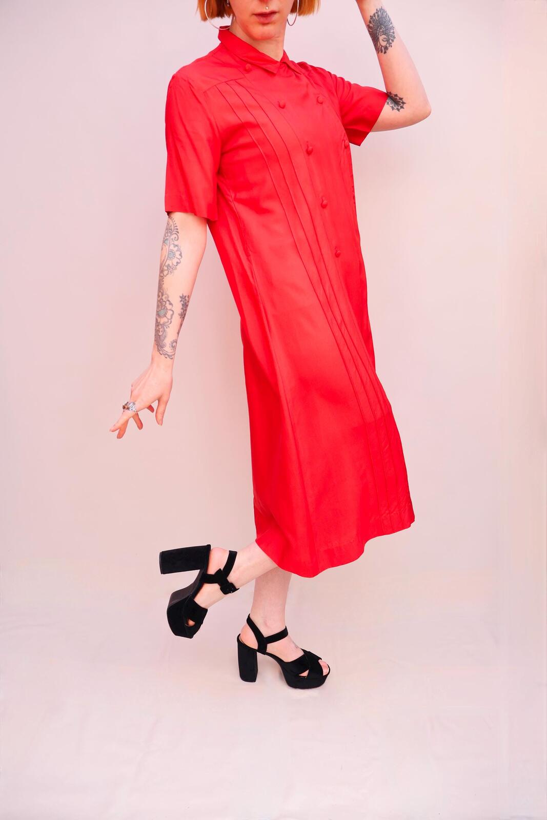 Vintage 60s Silk Red Dress