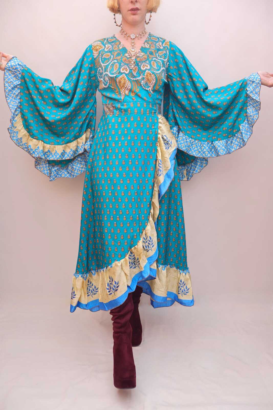 Upcycled Sari Wrap Dress
