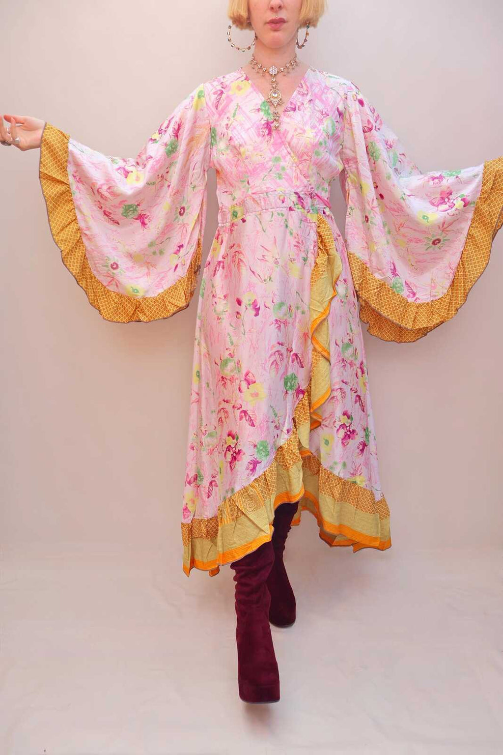 Upcycled Sari Wrap Dress