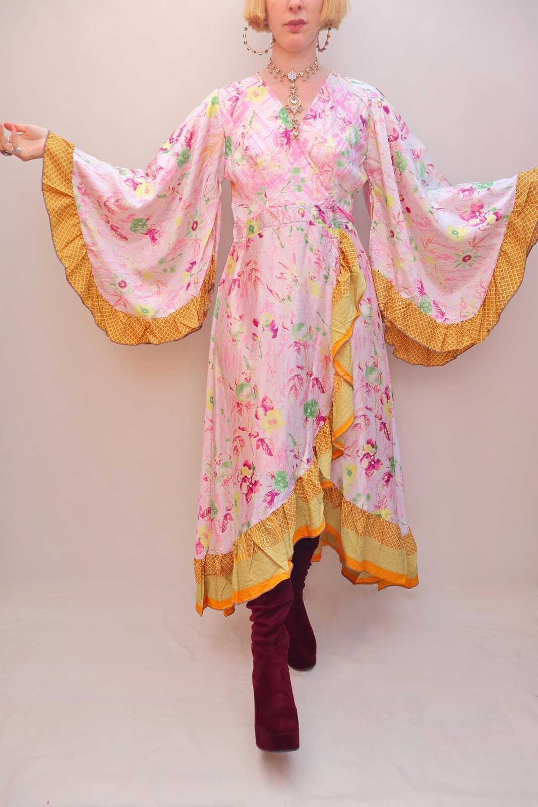 Upcycled Sari Wrap Dress