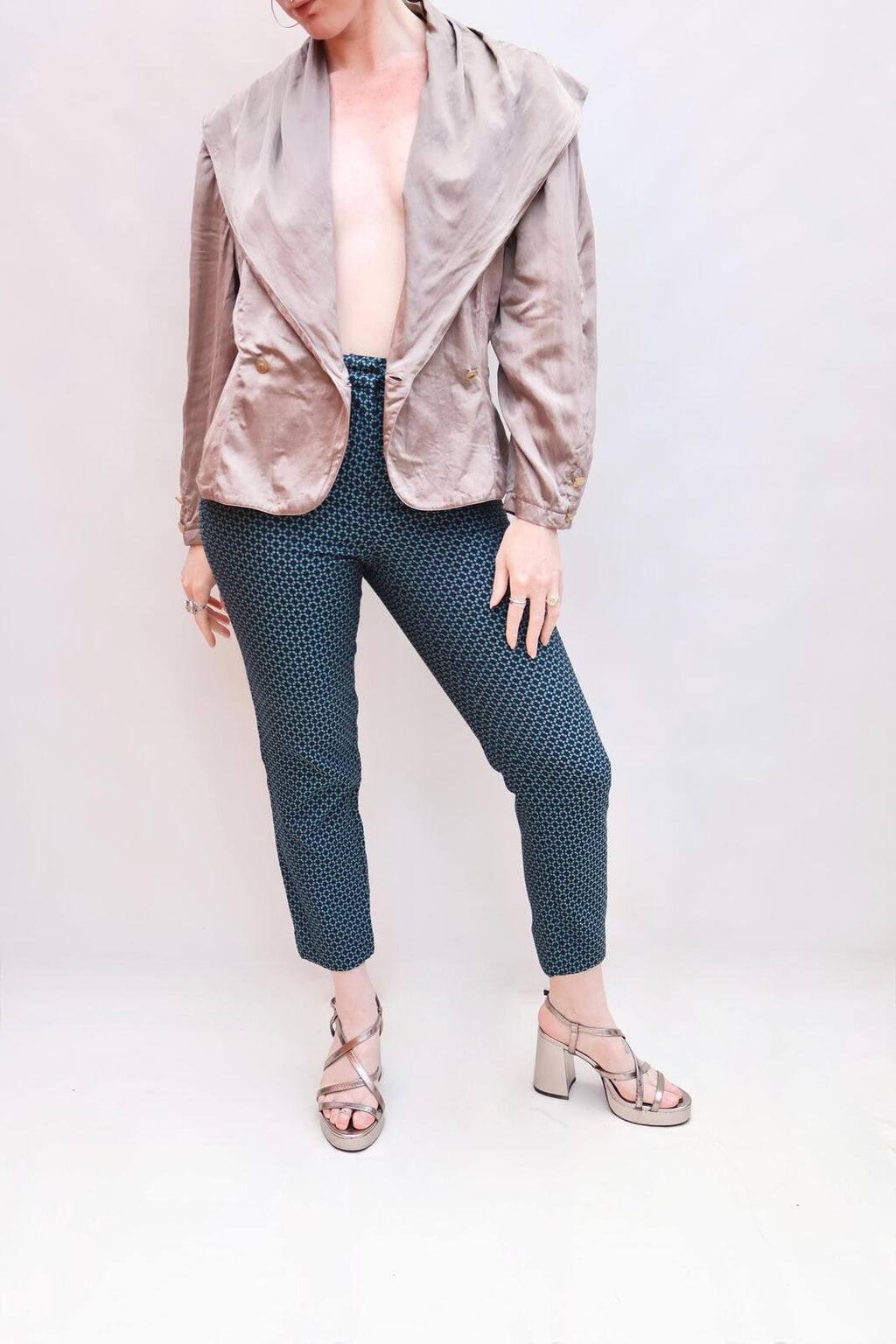 Vintage Silver Silk Blouse