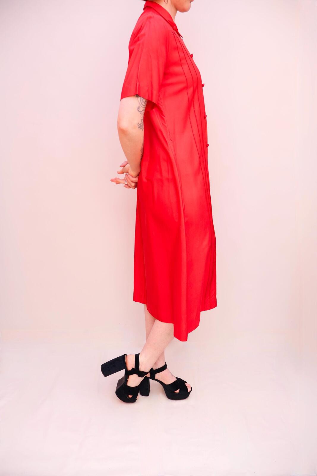 Vintage 60s Silk Red Dress