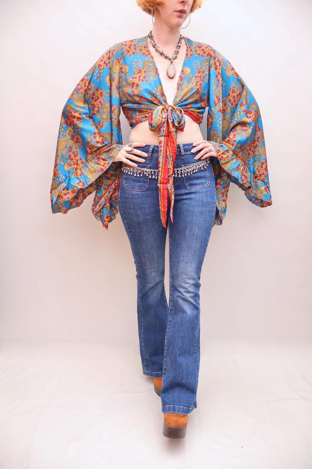 Upcycled Sari Silk Blouse