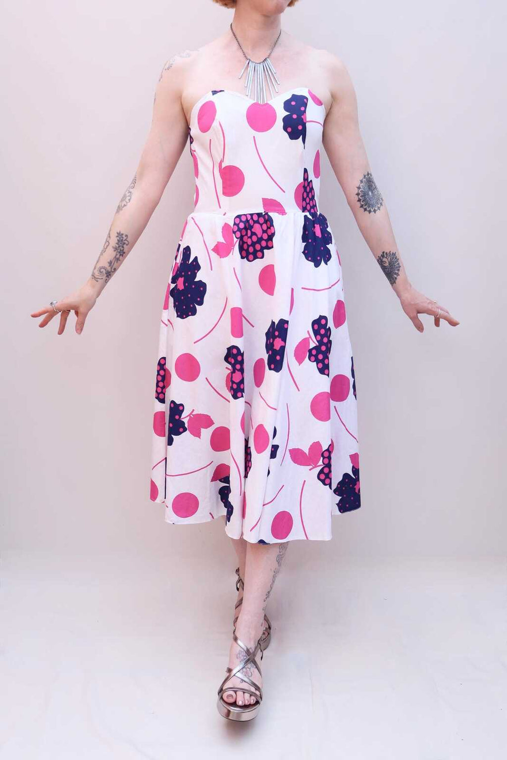 Vintage 80s Boned Cotton Dress
