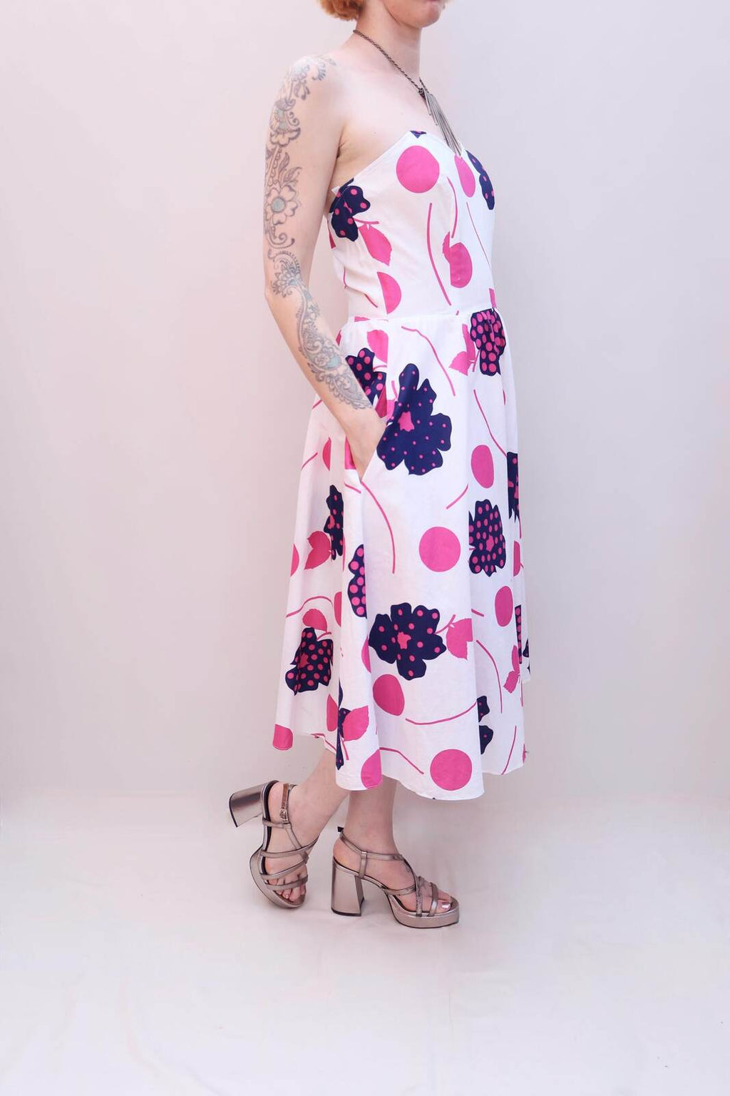 Vintage 80s Boned Cotton Dress