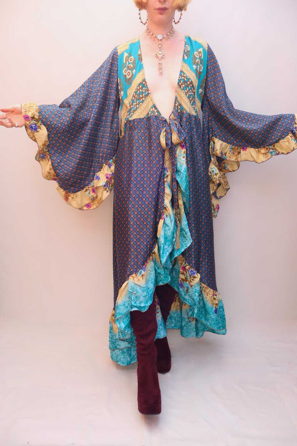 Upcycled Sari Wrap Dress